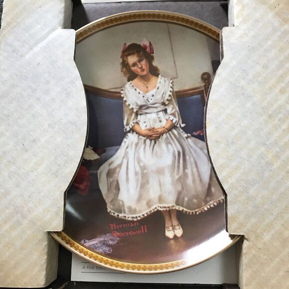 Collector Plate, "Waiting at the Dance" Norman Rockwell  Edwin M. Knowles #582 - Picture 2 of 6